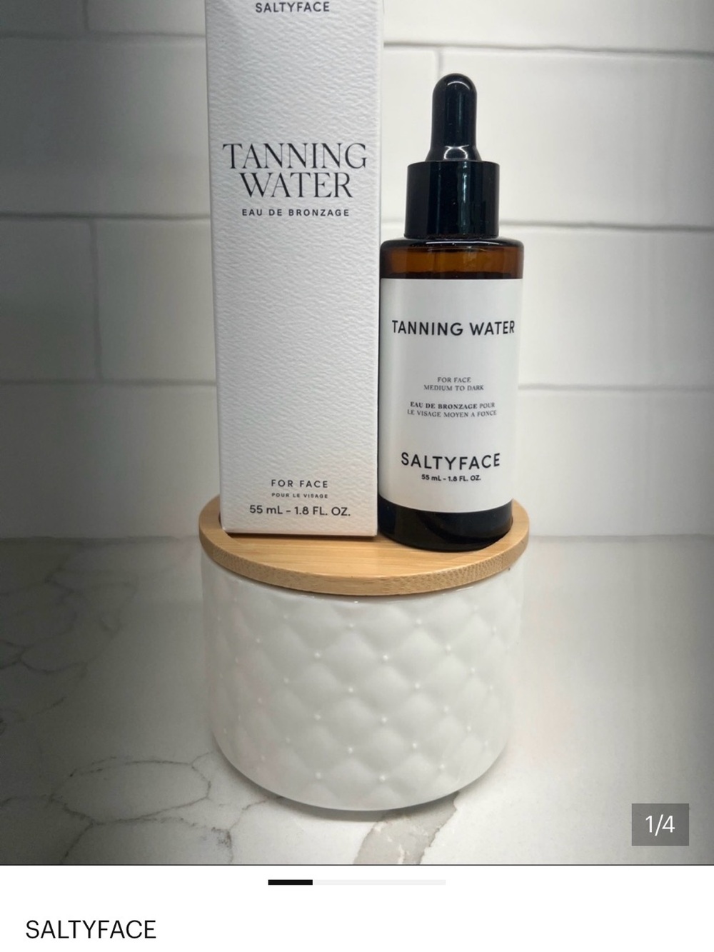 Saltyface Tanning Water for Face — medium to dark.